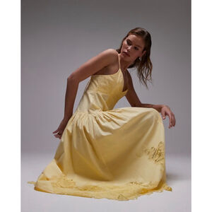 ☀️ Topshop Yellow Lace Midi Dress — Size US 10 / UK 14 / EUR 42